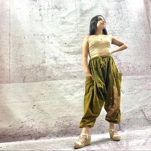 Handmade Stobewashed Ohm Prints Harem Styled Pants